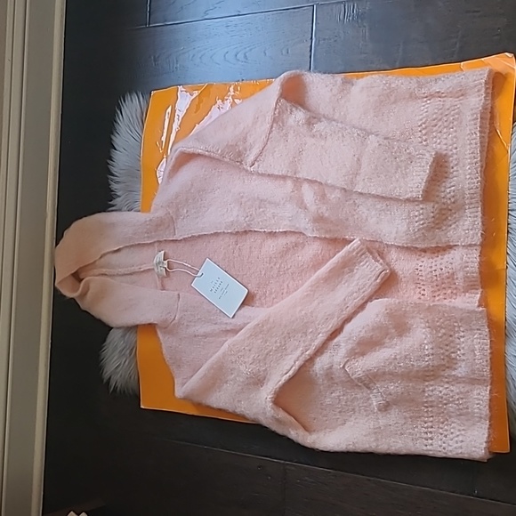 Nwt! Sezane Amandine kid mohair hooded Jumper in nude rosy beige - Picture 6 of 11